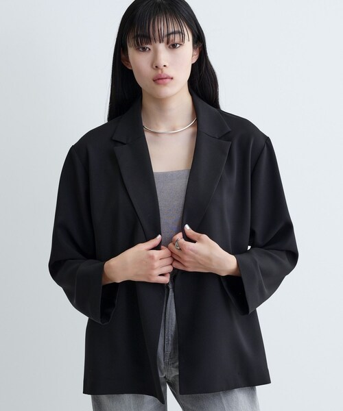 GALLEST(ギャレスト)の「【セットアップ可】モードフィットダブルボタンジャケット【カセット服/オケージョン/通勤】(テーラードジャケット・レディース・チャコールグレー/ブラック/ベージュ/キャメル・36/38/40)」の19枚目の写真