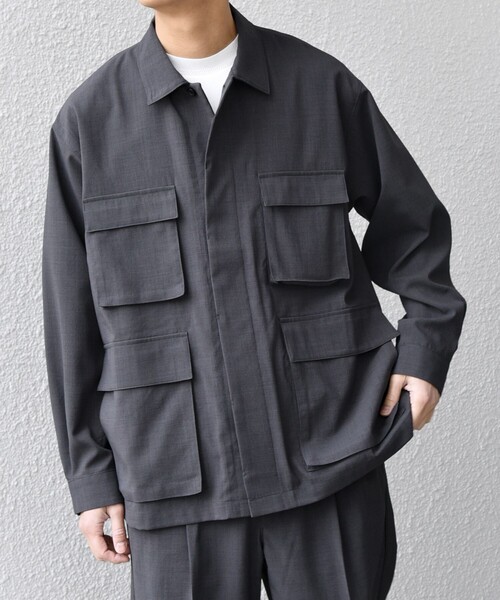 SHIPS any:〈通気性/遮熱〉CALCULO サマートロピカル BDU シャツ◇