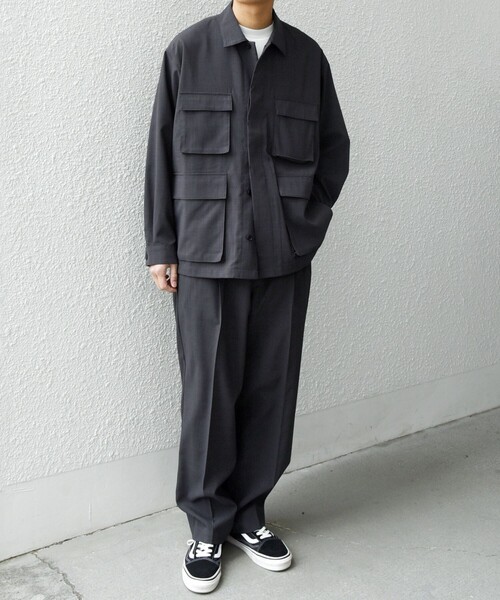 SHIPS any:〈通気性/遮熱〉CALCULO サマートロピカル BDU シャツ◇