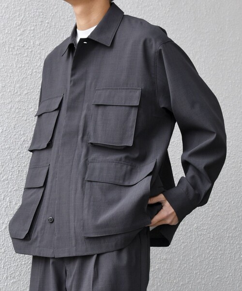 SHIPS any:〈通気性/遮熱〉CALCULO サマートロピカル BDU シャツ◇