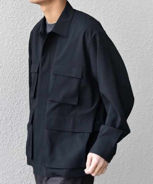 SHIPS any:〈通気性/遮熱〉CALCULO サマートロピカル BDU シャツ◇