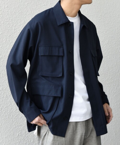 SHIPS any:〈通気性/遮熱〉CALCULO サマートロピカル BDU シャツ◇