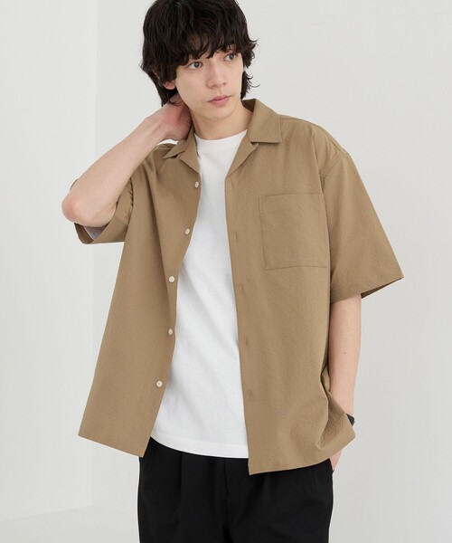 coen(コーエン)の「エンボス加工ビンテージライクオープンカラーシャツ ー吸水速乾ー(シャツ/ブラウス・メンズ・オフホワイト/ブラック/ダークグレー/ベージュ・S/M/L/XL)」の1枚目の写真