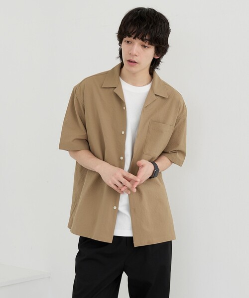 coen(コーエン)の「エンボス加工ビンテージライクオープンカラーシャツ ー吸水速乾ー(シャツ/ブラウス・メンズ・オフホワイト/ブラック/ダークグレー/ベージュ・S/M/L/XL)」の21枚目の写真