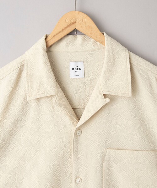coen(コーエン)の「エンボス加工ビンテージライクオープンカラーシャツ ー吸水速乾ー(シャツ/ブラウス・メンズ・オフホワイト/ブラック/ダークグレー/ベージュ・S/M/L/XL)」の11枚目の写真