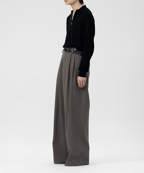 LAPIIS（ラピス）の「TWO TUCK WOOL WIDE TROUSERS（スラックス・メンズ・ブラック/ブラウン系その他・MEDIUM/LARGE）」の4枚目の写真