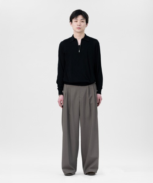 LAPIIS（ラピス）の「TWO TUCK WOOL WIDE TROUSERS（スラックス・メンズ・ブラック/ブラウン系その他・MEDIUM/LARGE）」の12枚目の写真