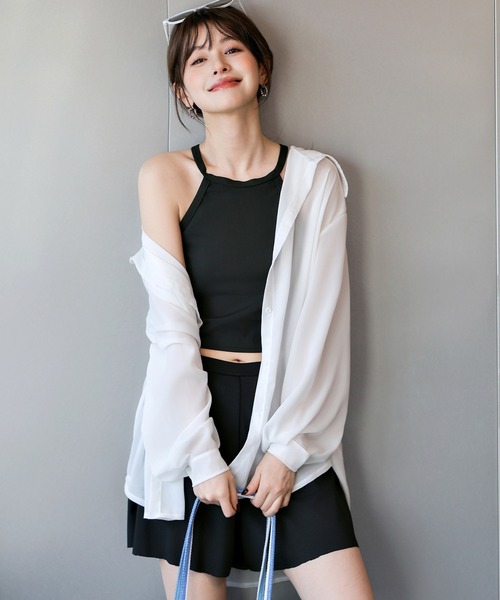 セール】レディース水着 長袖オーバーサイズシアーシャツ+