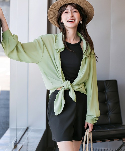 セール】レディース水着 長袖オーバーサイズシアーシャツ+