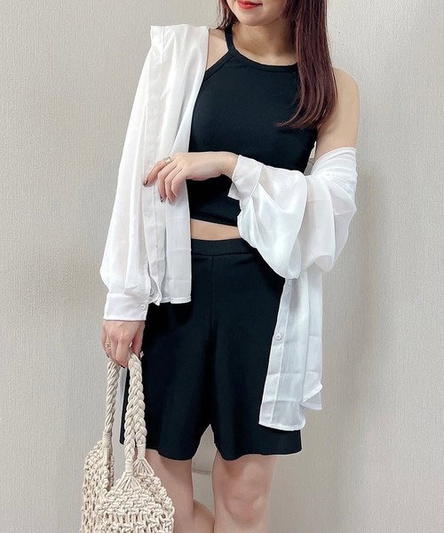 セール】レディース水着 長袖オーバーサイズシアーシャツ+