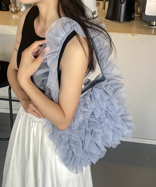 Mejoul（メジュール）の「チュールショルダートート（トートバッグ・レディース・ホワイト/ブラック/ブルー・F）」の18枚目の写真
