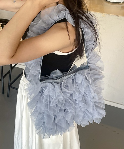 Mejoul（メジュール）の「チュールショルダートート（トートバッグ・レディース・ホワイト/ブラック/ブルー・F）」の19枚目の写真