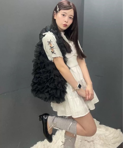 Mejoul（メジュール）の「チュールショルダートート（トートバッグ・レディース・ホワイト/ブラック/ブルー・F）」の20枚目の写真