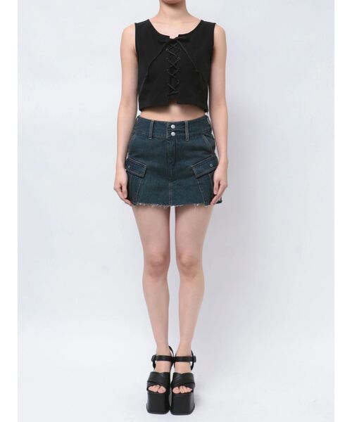 EMODA（エモダ）の「レースアップナイロントップス（Tシャツ/カットソー・レディース・ブラック/グレー/ホワイト・FREE）」の10枚目の写真