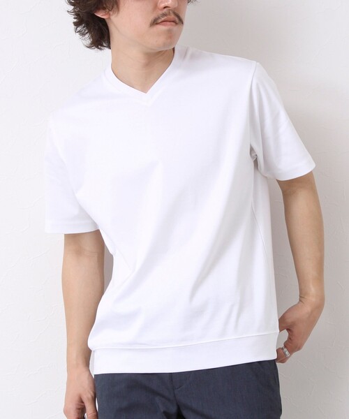 《ビジカジ対応》シルケットスムース Vネック ドレスTシャツ 25SS