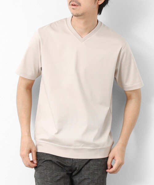 NOLLEY’S(ノーリーズ)の「《ビジカジ対応》シルケットスムース Vネック ドレスTシャツ 25SS(Tシャツ/カットソー・メンズ・ホワイト/チャコールグレー/ブラック/グレイッシュベージュ/グレイッシュブルー/キャメル/ライトグレー/ブルー・S/M/L/XL/XXL)」の5枚目の写真