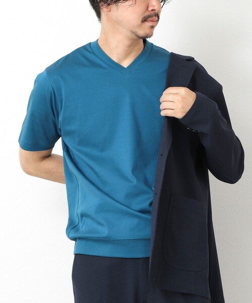 NOLLEY’S(ノーリーズ)の「《ビジカジ対応》シルケットスムース Vネック ドレスTシャツ 25SS(Tシャツ/カットソー・メンズ・ホワイト/チャコールグレー/ブラック/グレイッシュベージュ/グレイッシュブルー/キャメル/ライトグレー/ブルー・S/M/L/XL/XXL)」の6枚目の写真