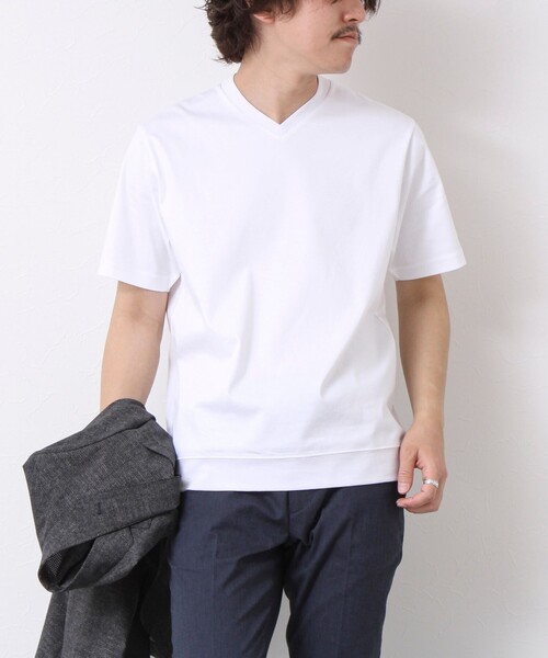 NOLLEY’S(ノーリーズ)の「《ビジカジ対応》シルケットスムース Vネック ドレスTシャツ 25SS(Tシャツ/カットソー・メンズ・ホワイト/チャコールグレー/ブラック/グレイッシュベージュ/グレイッシュブルー/キャメル/ライトグレー/ブルー・S/M/L/XL/XXL)」の9枚目の写真
