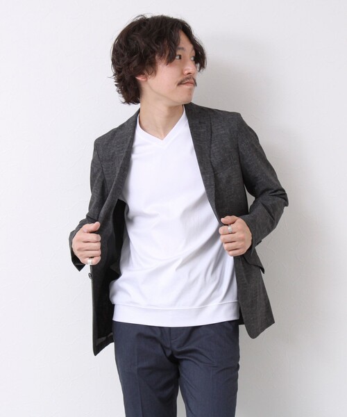 NOLLEY’S(ノーリーズ)の「《ビジカジ対応》シルケットスムース Vネック ドレスTシャツ 25SS(Tシャツ/カットソー・メンズ・ホワイト/チャコールグレー/ブラック/グレイッシュベージュ/グレイッシュブルー/キャメル/ライトグレー/ブルー・S/M/L/XL/XXL)」の13枚目の写真
