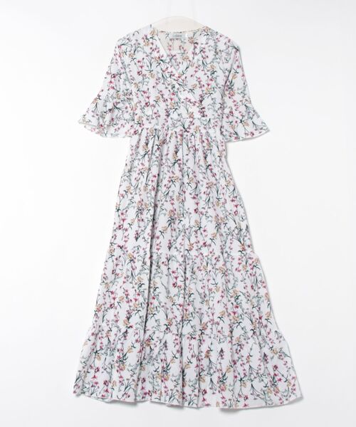 i-dare(アイディア)の「【i-dare】花柄 7分丈 カシュクール フレア ワンピース(ワンピース・レディース・ホワイト・X-LARGE/LARGE/MEDIUM)」の6枚目の写真
