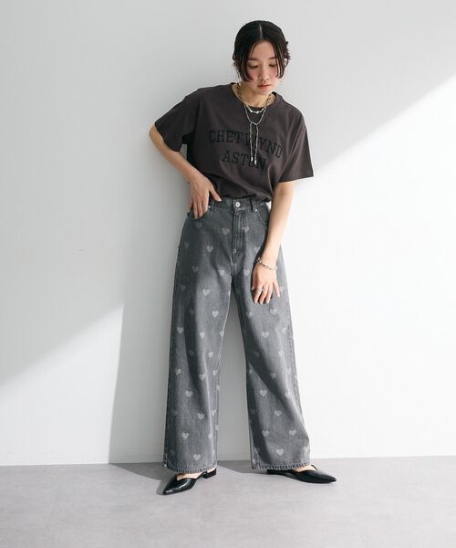 Sugar spoon（シュガースプーン）の「・SUGAR SPOON ハート抜染ptデニム（デニムパンツ・レディース・ブラック/インディゴブルー・FREE）」の4枚目の写真