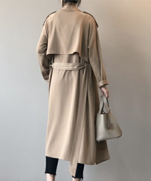 maison de LATIR(メゾンドラティール)の「春こそ本番!着るだけで美しい薄手テロントレンチコート(トレンチコート・レディース・ブラック/ブラウン・M/L)」の18枚目の写真