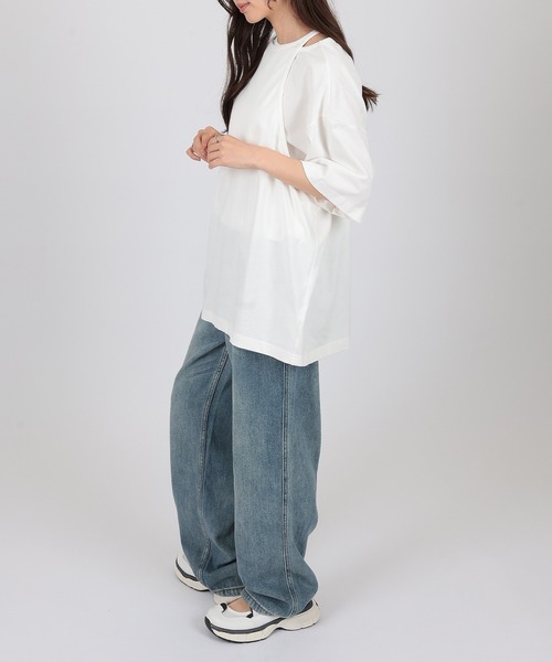 SUWDEE（スーディー）の「asymmetry layered cut tops（Tシャツ/カットソー・レディース・ブラック/ホワイト・FREE）」の7枚目の写真