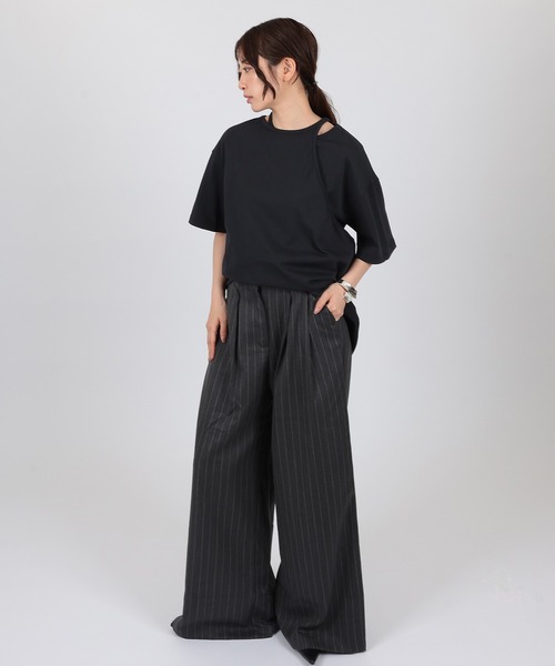 SUWDEE（スーディー）の「asymmetry layered cut tops（Tシャツ/カットソー・レディース・ブラック/ホワイト・FREE）」の10枚目の写真