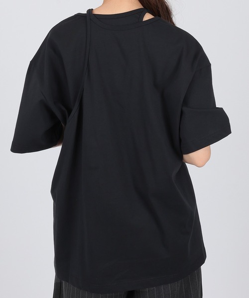 SUWDEE（スーディー）の「asymmetry layered cut tops（Tシャツ/カットソー・レディース・ブラック/ホワイト・FREE）」の15枚目の写真