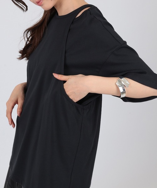 SUWDEE（スーディー）の「asymmetry layered cut tops（Tシャツ/カットソー・レディース・ブラック/ホワイト・FREE）」の17枚目の写真