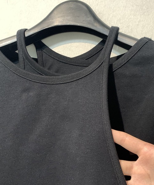 SUWDEE（スーディー）の「asymmetry layered cut tops（Tシャツ/カットソー・レディース・ブラック/ホワイト・FREE）」の19枚目の写真