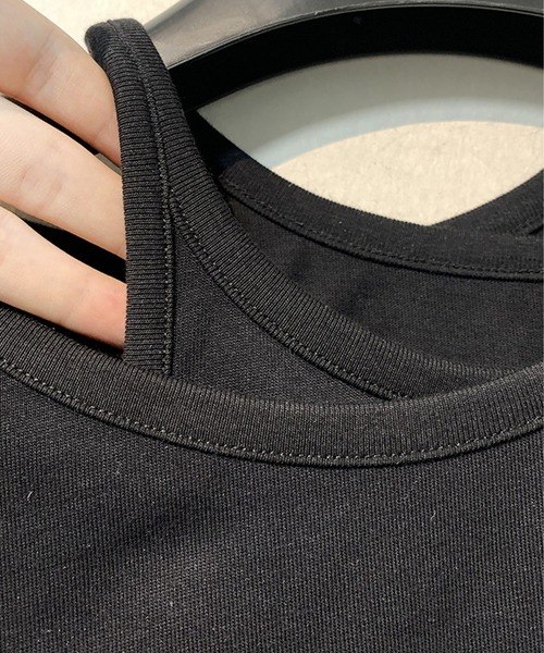 SUWDEE（スーディー）の「asymmetry layered cut tops（Tシャツ/カットソー・レディース・ブラック/ホワイト・FREE）」の20枚目の写真