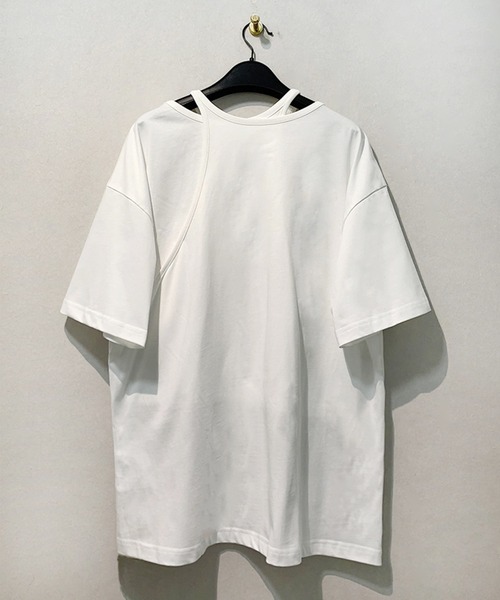 SUWDEE（スーディー）の「asymmetry layered cut tops（Tシャツ/カットソー・レディース・ブラック/ホワイト・FREE）」の3枚目の写真