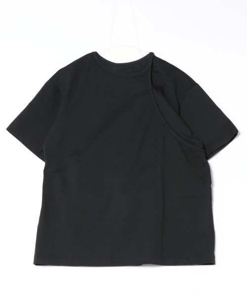 SUWDEE（スーディー）の「asymmetry layered cut tops（Tシャツ/カットソー・レディース・ブラック/ホワイト・FREE）」の5枚目の写真