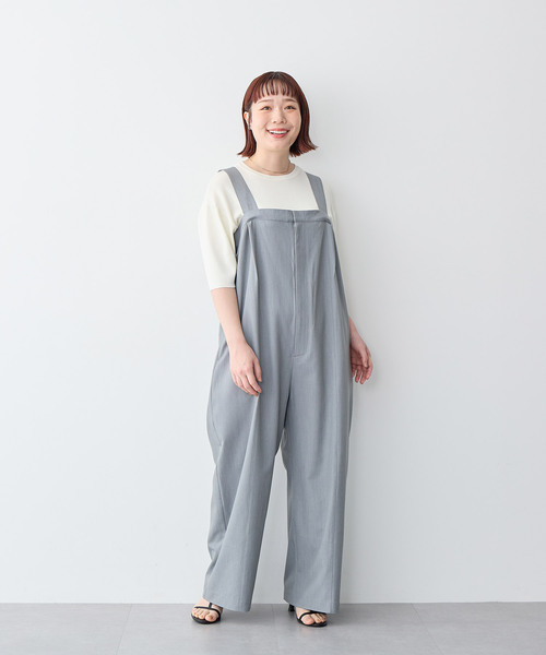 anyfee(エニフィー)の「【anyfee/プラスサイズ】ストレッチタック入りワイドサロペット◆新色追加◆(サロペット/オーバーオール・レディース・ブラック/グレー/チャコール・4L/5L/LL/3L/4L2/3L2/5L2/LL2/4L1/3L1/5L1/LL1)」の7枚目の写真
