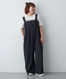 anyfee（エニフィー）の「【anyfee/プラスサイズ】ストレッチタック入りワイドサロペット◆新色追加◆（サロペット/オーバーオール）」