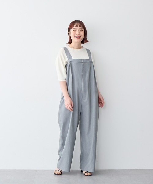 セール】【anyfee/プラスサイズ】タック入りワイドサロペット