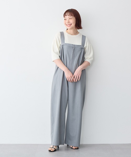 eldo サロペット anyfee/プラスサイズ】タック入りワイドサロペット《接触冷感