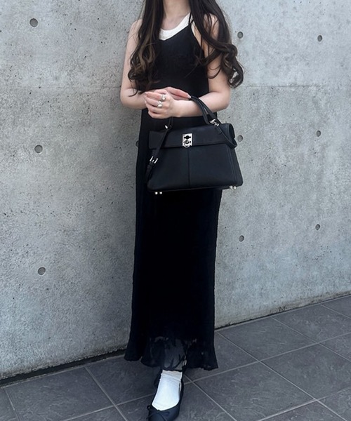 JUNOAH（ジュノア）の「フラワージャガードプリーツキャミワンピース（ワンピース・レディース・ネイビー/クリーム/ブラック・LARGE/MEDIUM/SMALL）」の14枚目の写真