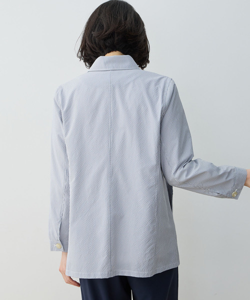 DECOY SINCE 1981(デコイシンスイチキュウハチイチ)の「ジャガードストライプジャケット(ステンカラーコート・レディース・グレー/ネイビー・9号/11号/13号)」の14枚目の写真