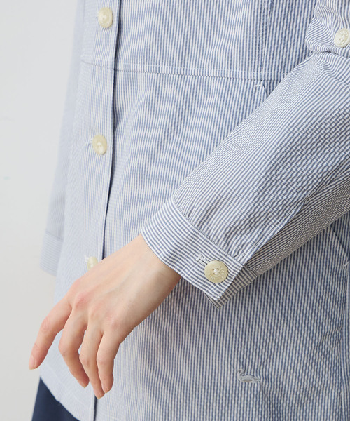 DECOY SINCE 1981(デコイシンスイチキュウハチイチ)の「ジャガードストライプジャケット(ステンカラーコート・レディース・グレー/ネイビー・9号/11号/13号)」の17枚目の写真