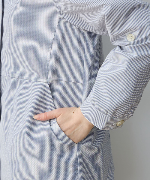 DECOY SINCE 1981(デコイシンスイチキュウハチイチ)の「ジャガードストライプジャケット(ステンカラーコート・レディース・グレー/ネイビー・9号/11号/13号)」の18枚目の写真