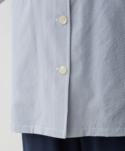 DECOY SINCE 1981(デコイシンスイチキュウハチイチ)の「ジャガードストライプジャケット(ステンカラーコート・レディース・グレー/ネイビー・9号/11号/13号)」の19枚目の写真