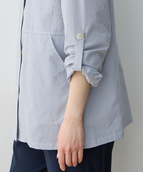 DECOY SINCE 1981(デコイシンスイチキュウハチイチ)の「ジャガードストライプジャケット(ステンカラーコート・レディース・グレー/ネイビー・9号/11号/13号)」の20枚目の写真