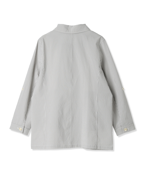 DECOY SINCE 1981(デコイシンスイチキュウハチイチ)の「ジャガードストライプジャケット(ステンカラーコート・レディース・グレー/ネイビー・9号/11号/13号)」の4枚目の写真
