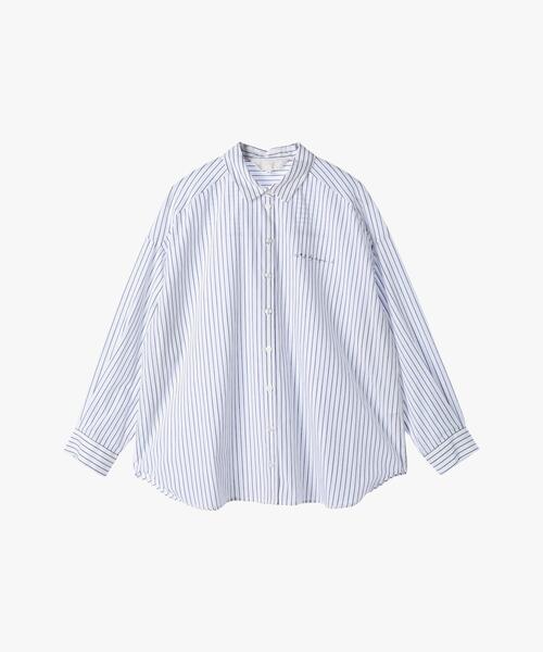 To b. by agnes b.（トゥービーバイアニエスベー）の「コットン ストライプ ロングスリーブ シャツ（シャツ/ブラウス・レディース・ホワイト・36/38/40）」の2枚目の写真