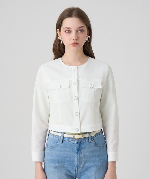 サッカーストレッチクロップドブルゾン（その他アウター）｜ANAYI