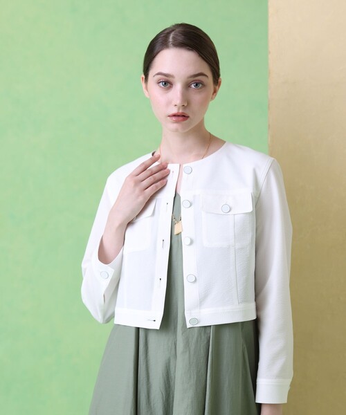 サッカーストレッチクロップドブルゾン（その他アウター）｜ANAYI