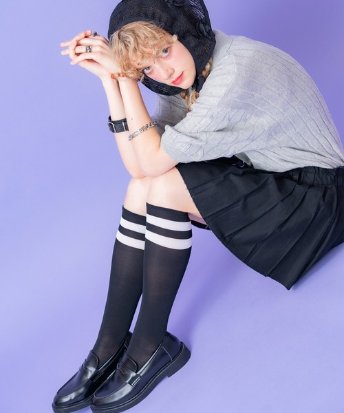 an meets zakka レディース2ラインポリハイソックス（ソックス