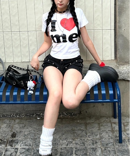 gossip!ロサンゼルス(ゴシップロサンゼルス)の「Y2K ハート 半袖Tシャツ(Tシャツ/カットソー・レディース・ホワイト・FREE)」の8枚目の写真